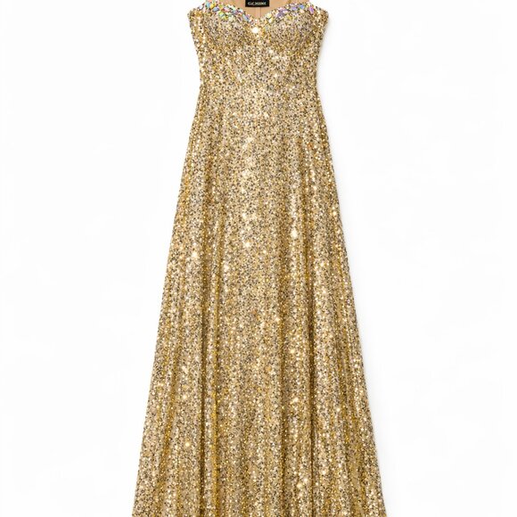 Grace Karin Dresses & Skirts - Grace Karin Gold Sequin Strapless Evening Gown | Sparkly Formal Party Dress